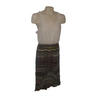 TRIXXI White Sleeveless‎ dress Multicolor Patterned Maxi Skirt Dress high low